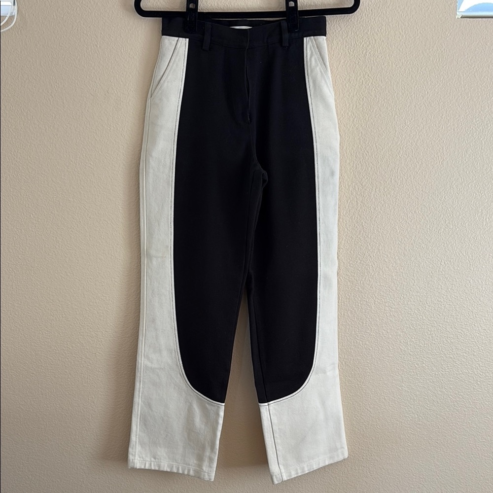 Source Unknown Moto Black and White Pants